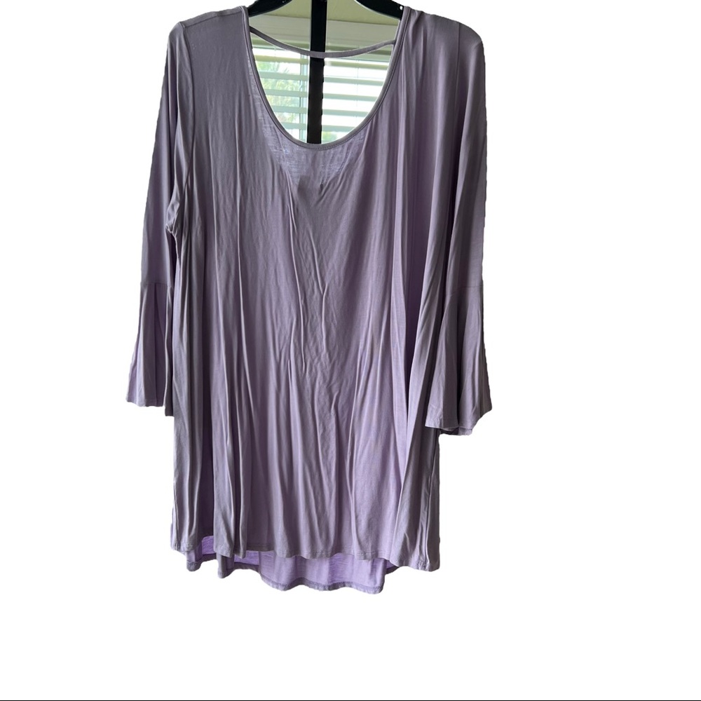 Mts Tunic Top 1x Lavender Purple A line Trumpet Sleeves